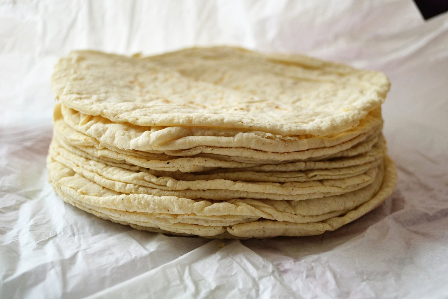 Tortillas made with corn masa flour